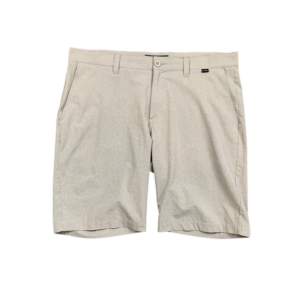 Travis Mathew Shorts Mens 36 Beige Beck Golf Four Way Stretch Zip Fly Quick Dry